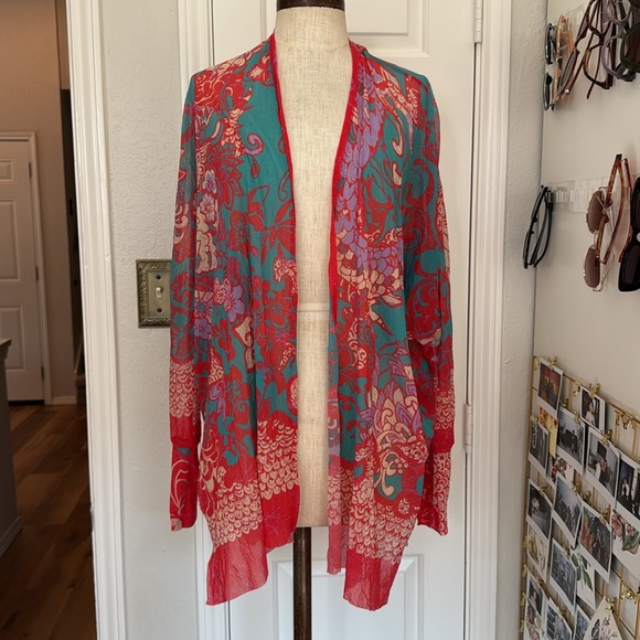 Vintage Y2K Fuzzi mesh floral open cardigan - Picture 1 of 13